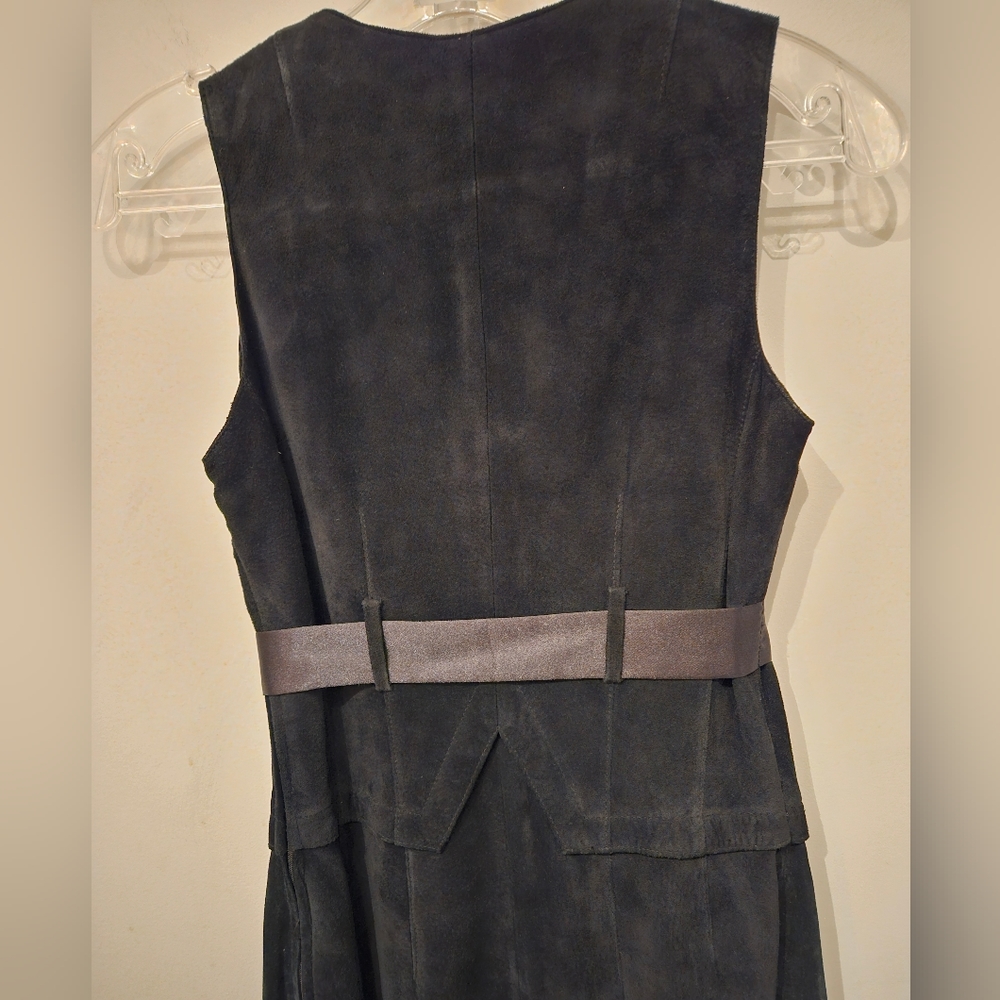 DANIER Black Suede Dress Zipper Bodice VINTAGE - Picture 4 of 9